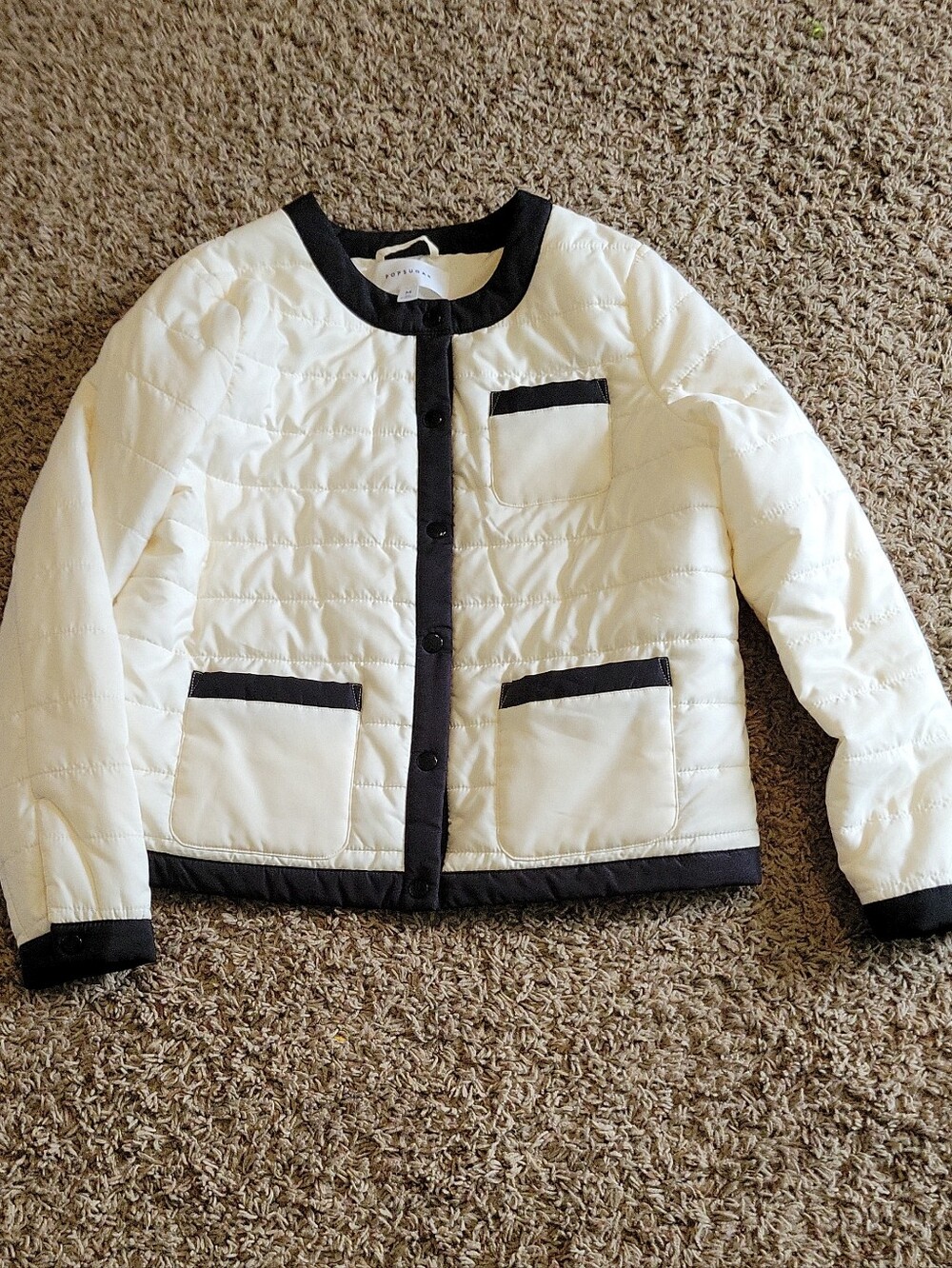 Colorblock Quilted Puffer Jacket in Pristine